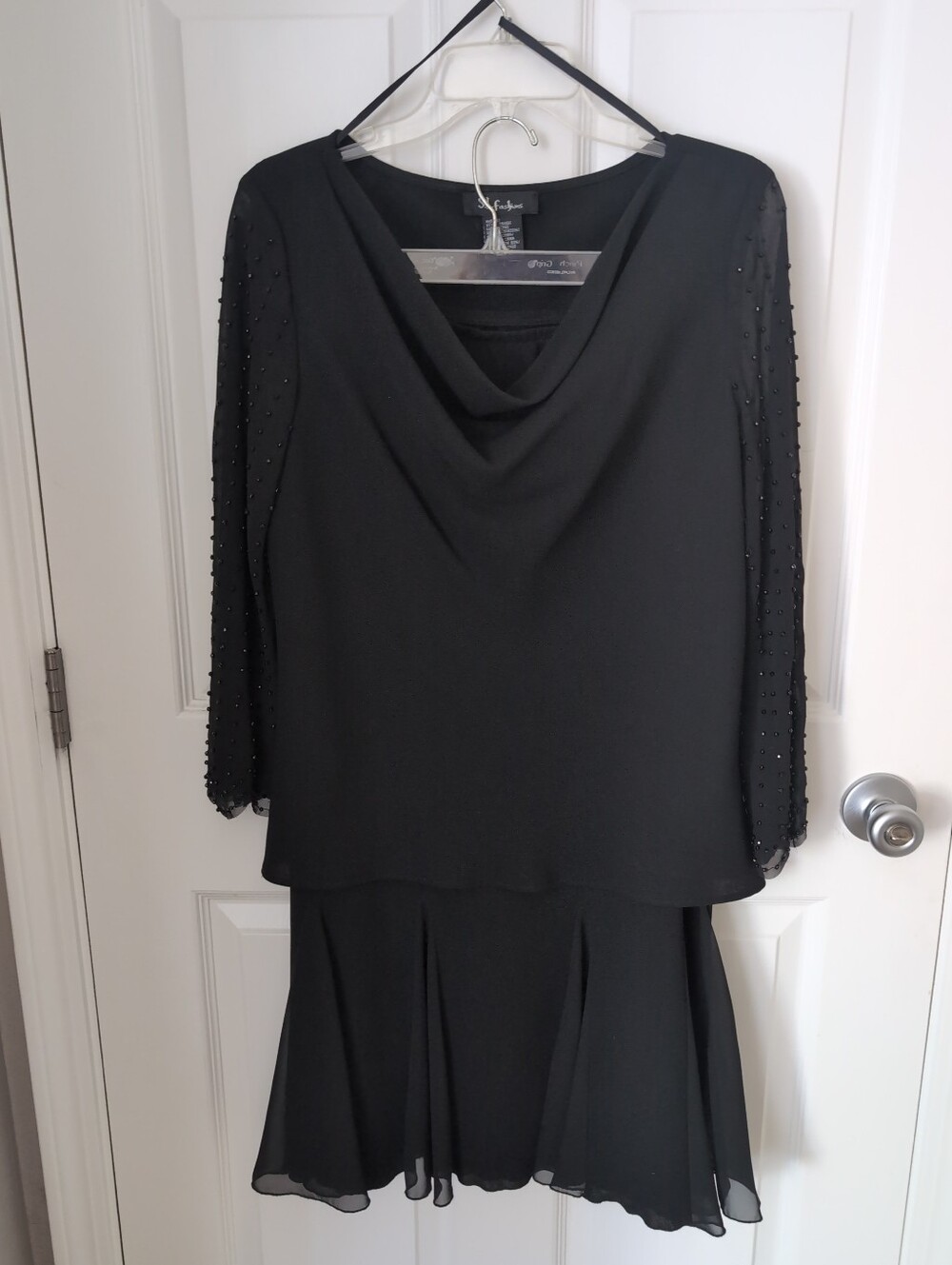 Women's S.L.Fashion Black Tiererd 2 Piece Chiffon Cocktail Dress
